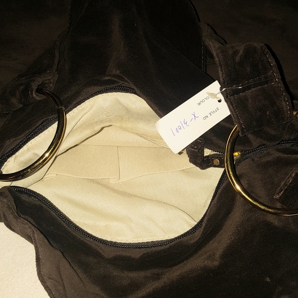 Brown velvet purse and set of cristal flower Neckless with earrings - Picture 6 of 9